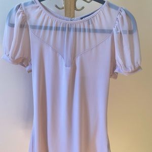 Light pink, sheer neck ruffle Express shirt